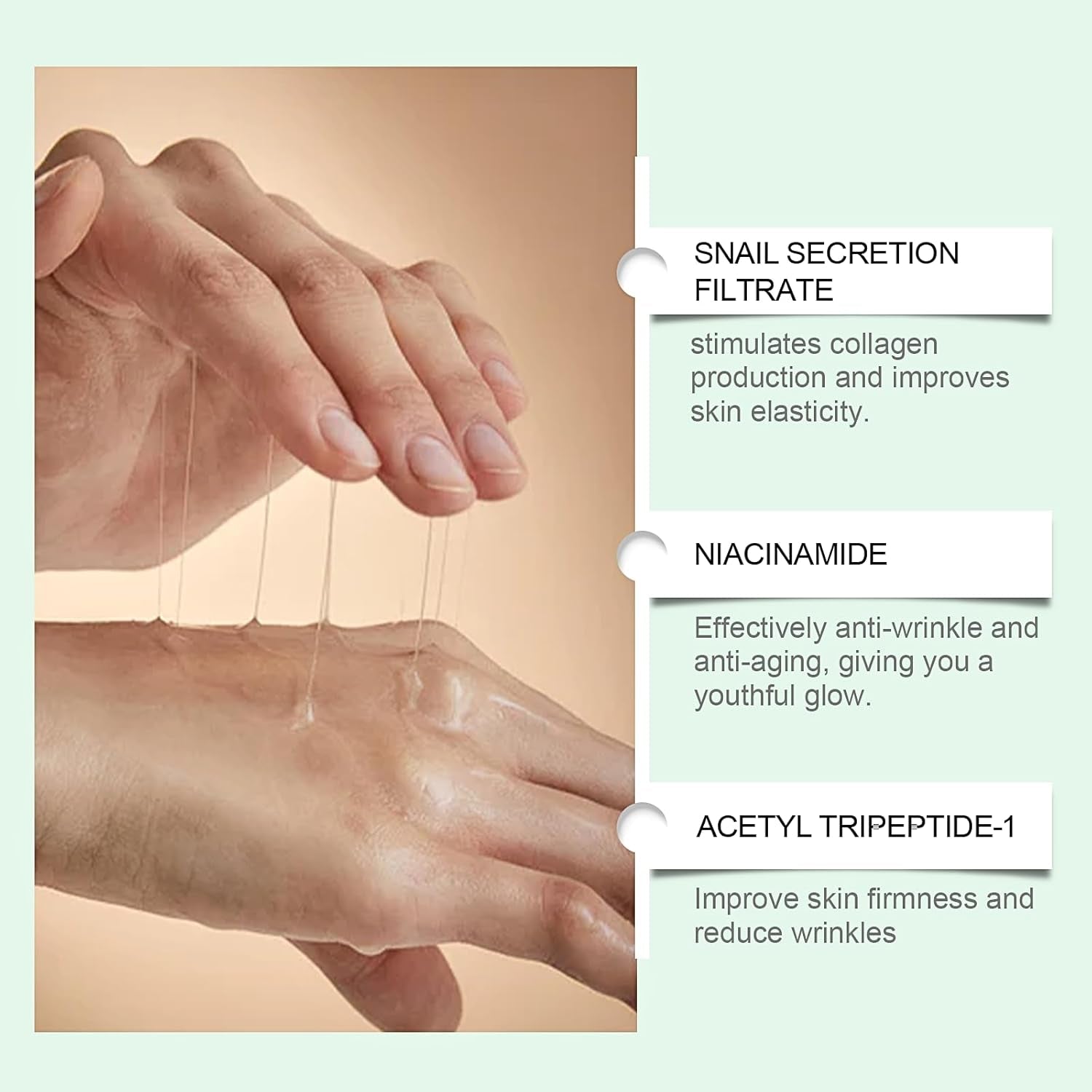 Snail Mucin Essence, Glow Boost Face Serums, Snail Facial Serum, Hydrating Serum, Niacinamide Serum with Niacinamide Snail Secretion Filtrate, for Dehydrated Damaged Skin Repair
