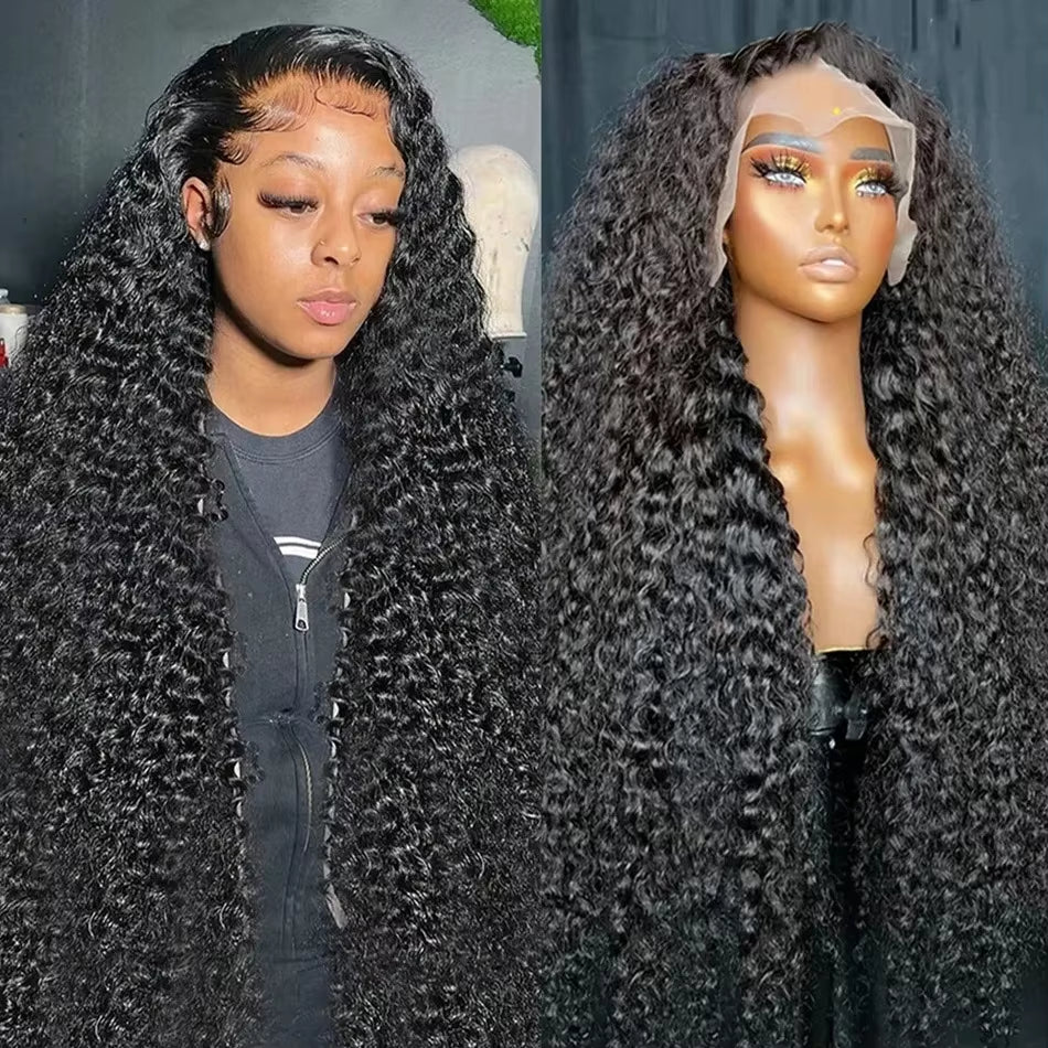 250 Density Water Wave Curly 13X6 Deep Wave HD Transparent Lace Frontal Human Hair Wigs 30 40 Inch 13X4 Lace Front Wig Brazilian