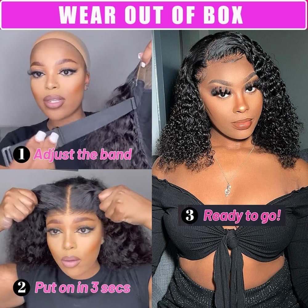 22Inch 4X4 Deep Wave Lace Closure Wigs Human Hair for Black Women Curly Human Hair Wigs Glueless Wigs Human Hair Pre Plucked Deep Wave Peruvian Virgin Wet and Wavy Human Hair Wigs 150% Density