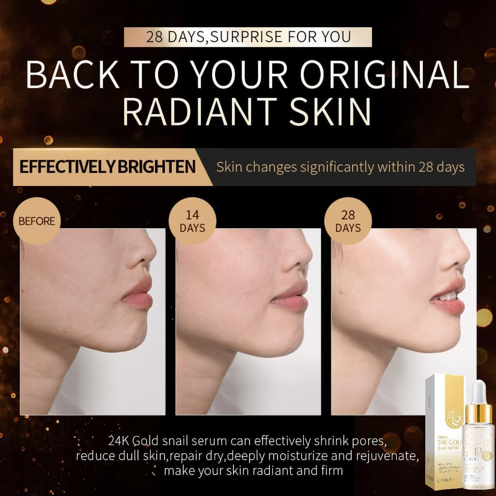 24K Mucin Snail Essence, Snail Mucin Serum Face Moisturiser with Hyaluronic Acid Serum, Niacinamide Serum, Ginseng Extract, Skincare for Hydrating, Anti-Wrinkle, Even Skin Tone