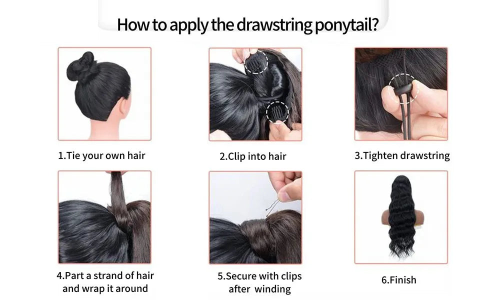 Body Wave Drawstring Ponytail Human Hair Extensions 100% Real Human Hair Brazilian Remy Clip In For Women Ponytail Natural Color