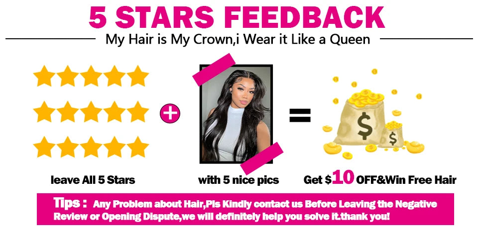 Queenlike Straight Human Hair Bundles with 2x6 Deep Middle Part HD Lace Closure 12A Brazilian Raw Hair Bundles with Closures