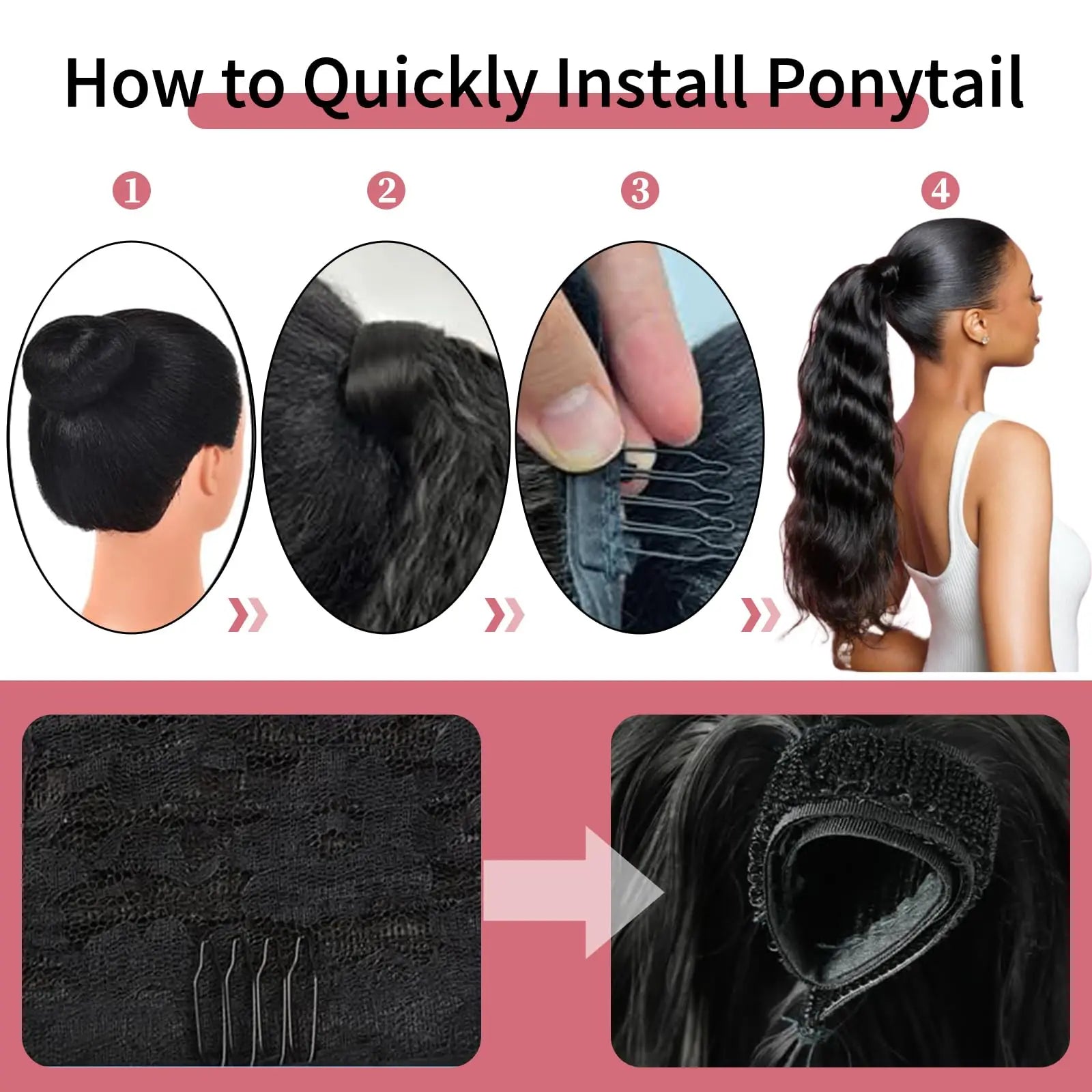 Ponytail Body Wave Human Hair Wrap Around Ponytail Remy Hair Extensions 100% Brazilian Hair Extensions Natural Color For Women