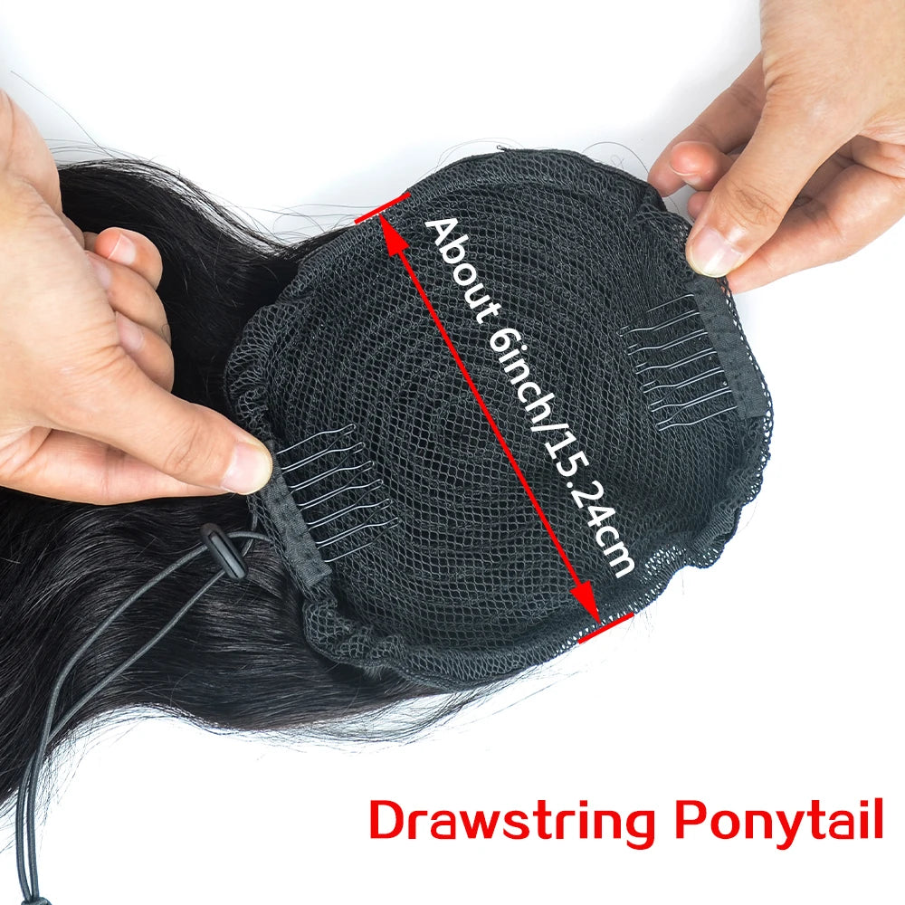 150g Body Wave Drawstring Human Hair Ponytail Real Human Hair Wavy Pony Tail With Clips Extension 16-26 Inches