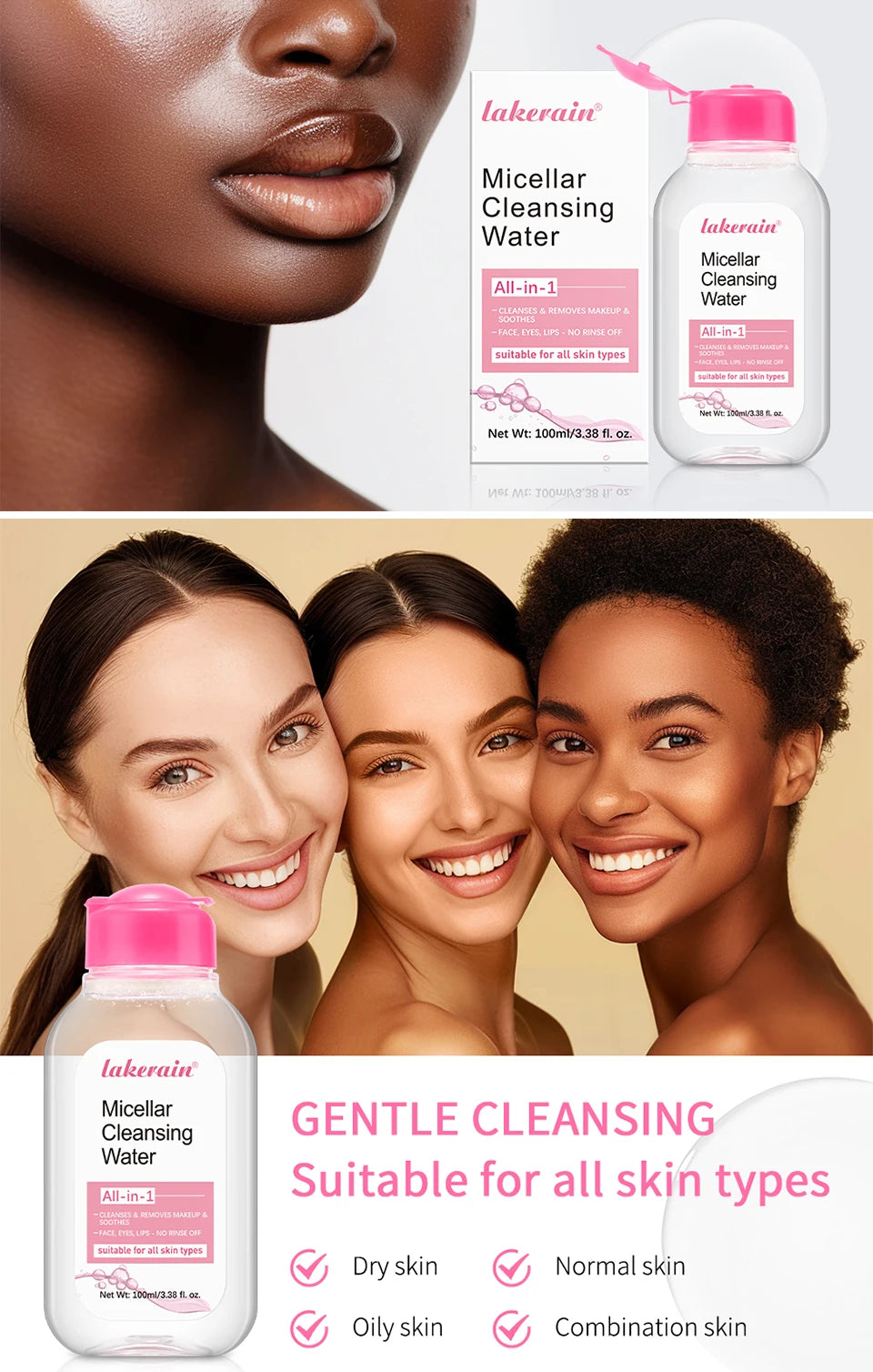 100ml Garnier Micellar Water Hydrating Facial Cleanser Deep  Makeup Remover Cleaning Water Refresh Hydrate Cleansing Skin