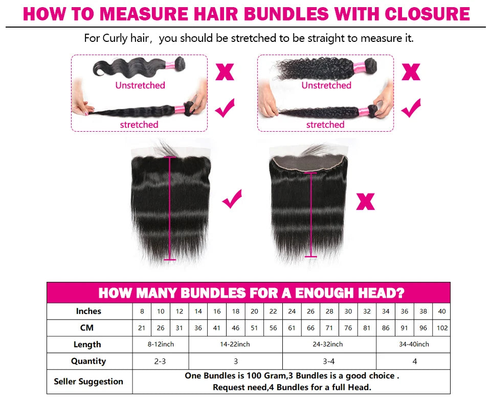 Queenlike Straight Human Hair Bundles with 2x6 Deep Middle Part HD Lace Closure 12A Brazilian Raw Hair Bundles with Closures