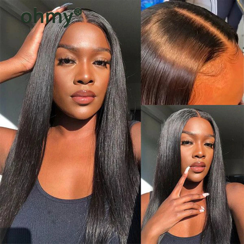 Ohmy 50g 4/5/6 Human Hair Bundles With Closure Kim K 2x6 Vietnam Straight Transparent Middle Part Lace Closure and Bundle Full