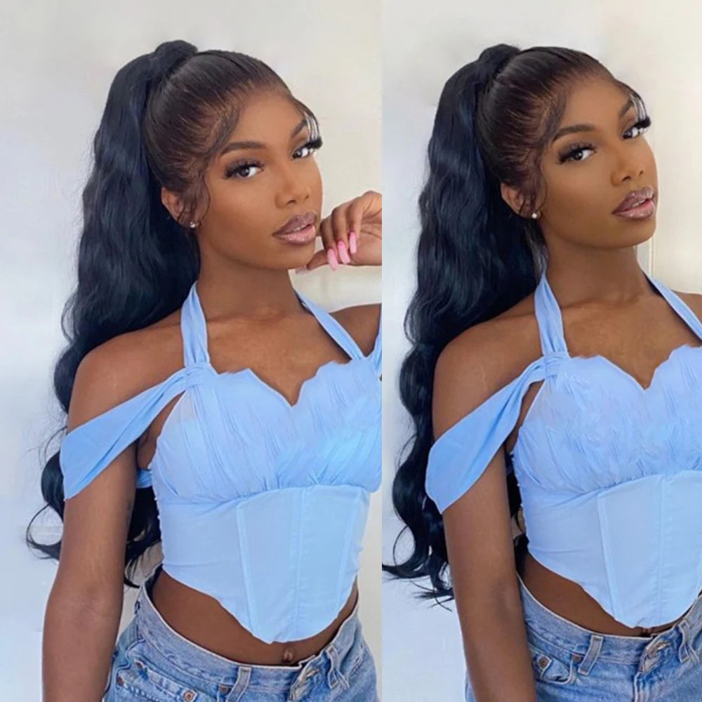 150g Body Wave Drawstring Human Hair Ponytail Real Human Hair Wavy Pony Tail With Clips Extension 16-26 Inches