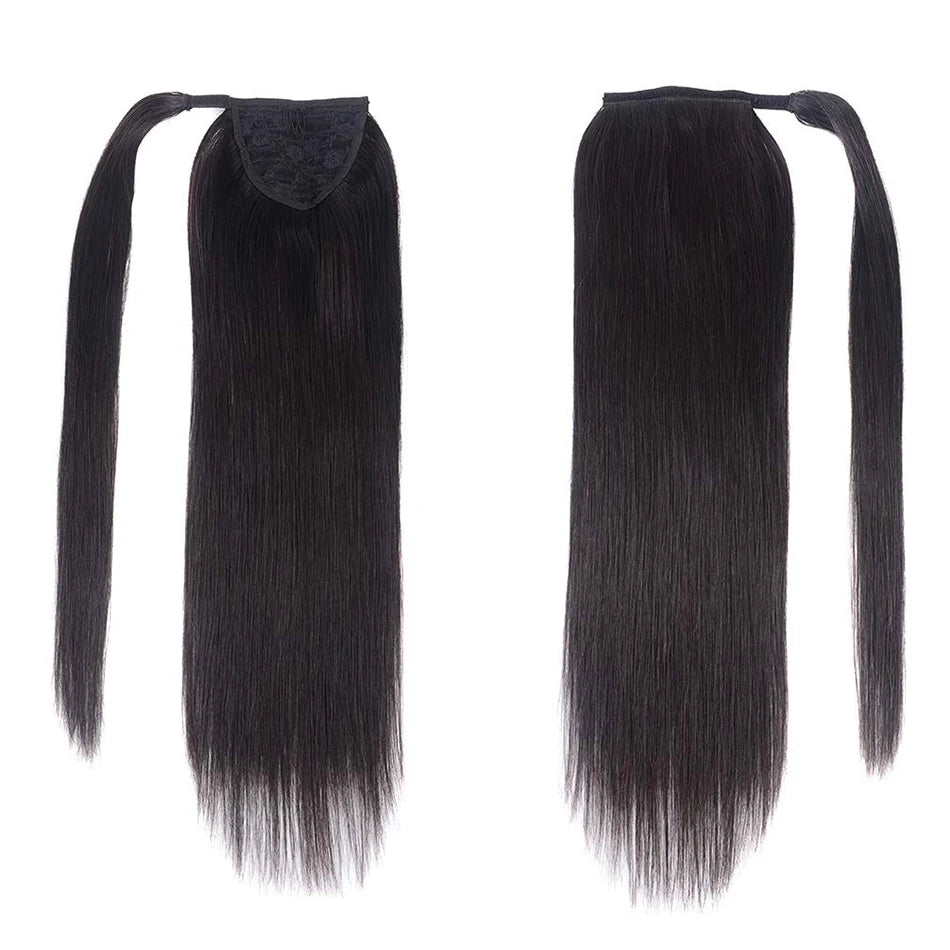 100g Ponytail Clip In Hair Extensions Ponytail Humans Hair Straight Wrap Around Drawstring Brazilian HairPiece For Black Women
