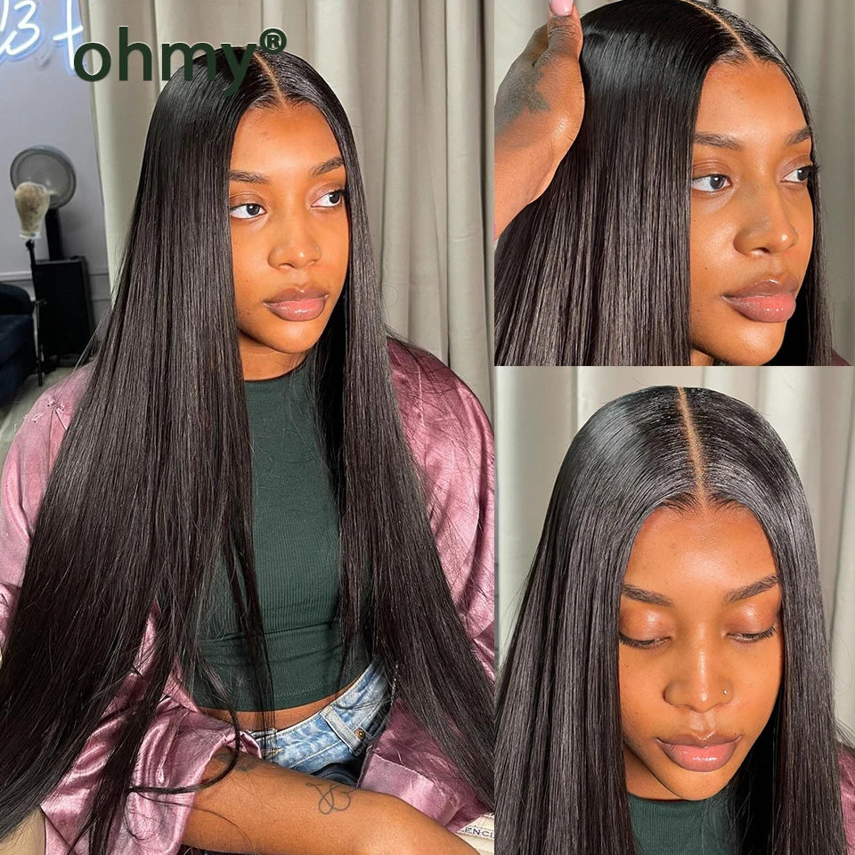 Ohmy 50g 4/5/6 Human Hair Bundles With Closure Kim K 2x6 Vietnam Straight Transparent Middle Part Lace Closure and Bundle Full