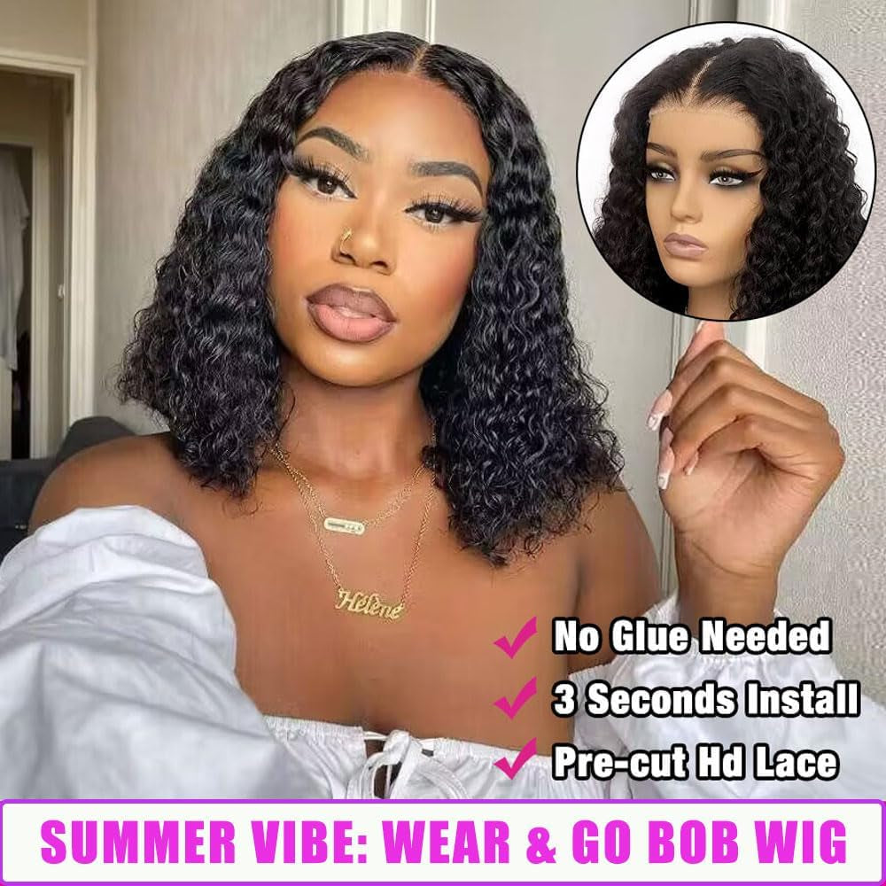 22Inch 4X4 Deep Wave Lace Closure Wigs Human Hair for Black Women Curly Human Hair Wigs Glueless Wigs Human Hair Pre Plucked Deep Wave Peruvian Virgin Wet and Wavy Human Hair Wigs 150% Density
