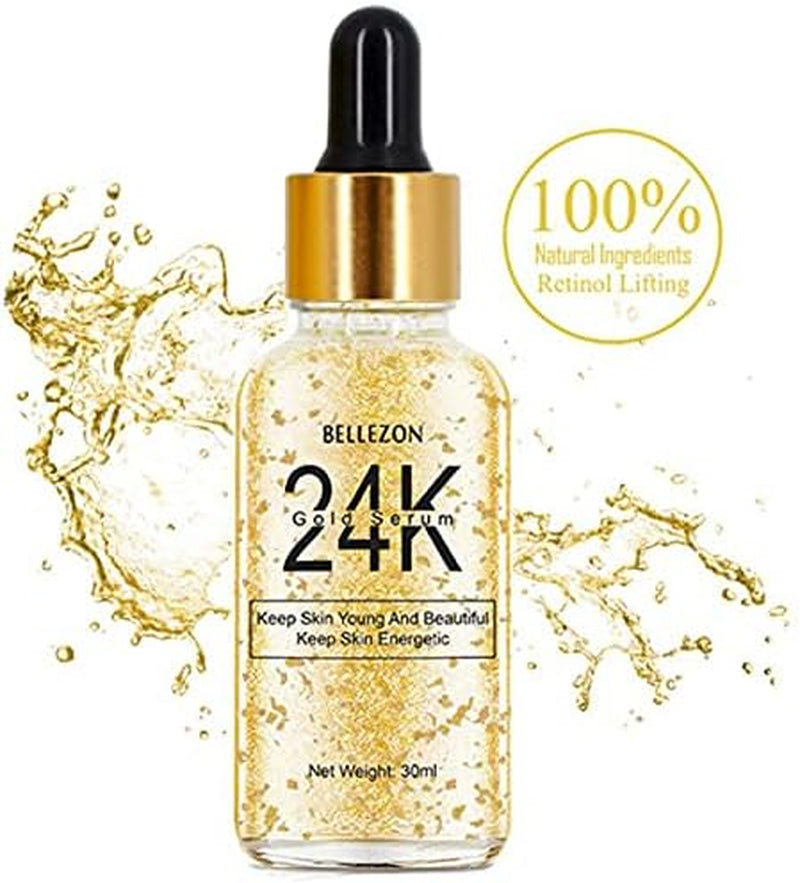 , 24K Gold Serum Moisturizing Essence, 99% Pure Gold Anti-Aging Essence, Nourishing Anti-Aging Gold Serums for Face Skin Anti-Aging Skin Repair Moisture Firming Lifting Skin