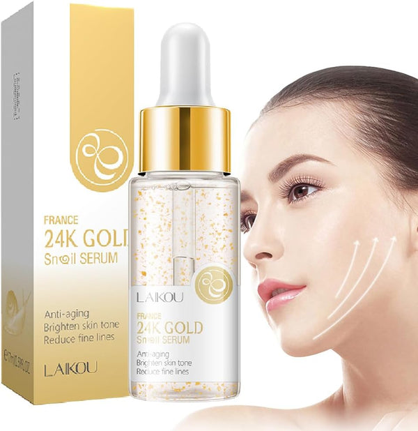 24K Mucin Snail Essence, Snail Mucin Serum Face Moisturiser with Hyaluronic Acid Serum, Niacinamide Serum, Ginseng Extract, Skincare for Hydrating, Anti-Wrinkle, Even Skin Tone