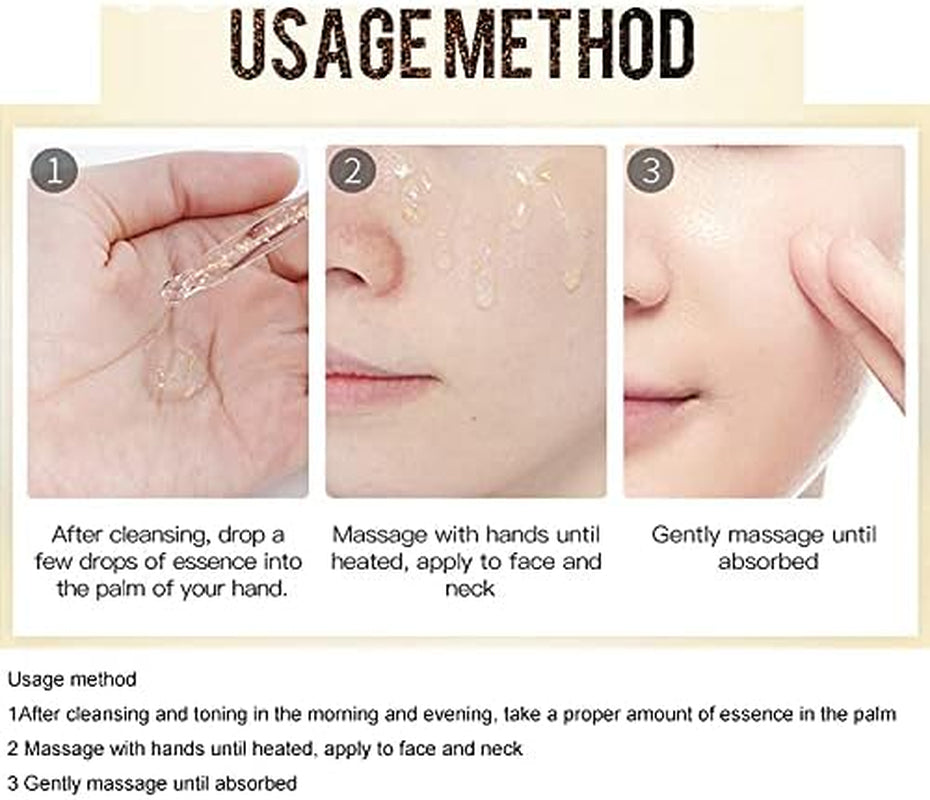 , 24K Gold Serum Moisturizing Essence, 99% Pure Gold Anti-Aging Essence, Nourishing Anti-Aging Gold Serums for Face Skin Anti-Aging Skin Repair Moisture Firming Lifting Skin